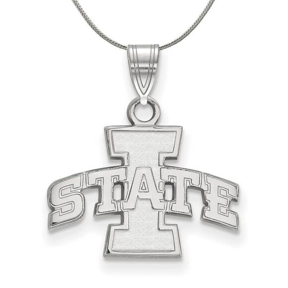 Sterling Silver Iowa State Small Necklace - 24 Inch - Picture 1 of 8